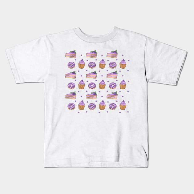 Blueberry Pie Pattern Kids T-Shirt by Oonamin